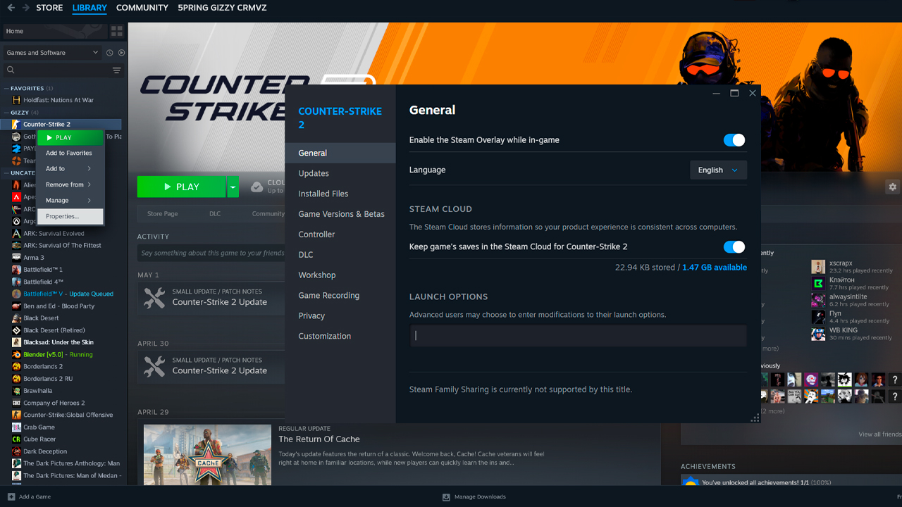 How to Set Launch Options in CS2 step 2