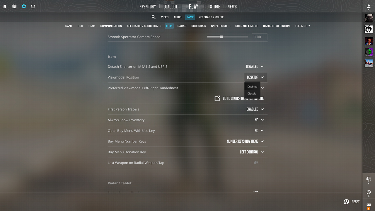 Via the Game Settings Menu