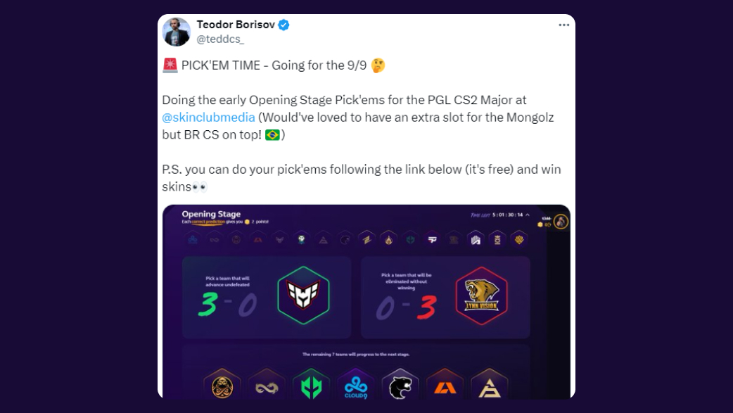 Teodor Borisov: PICK’EM TIME – Going for the 9/9