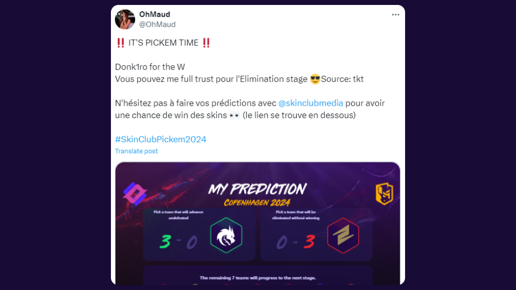OhMaud: Vous pouvez me full trust pour l’Elimination stage