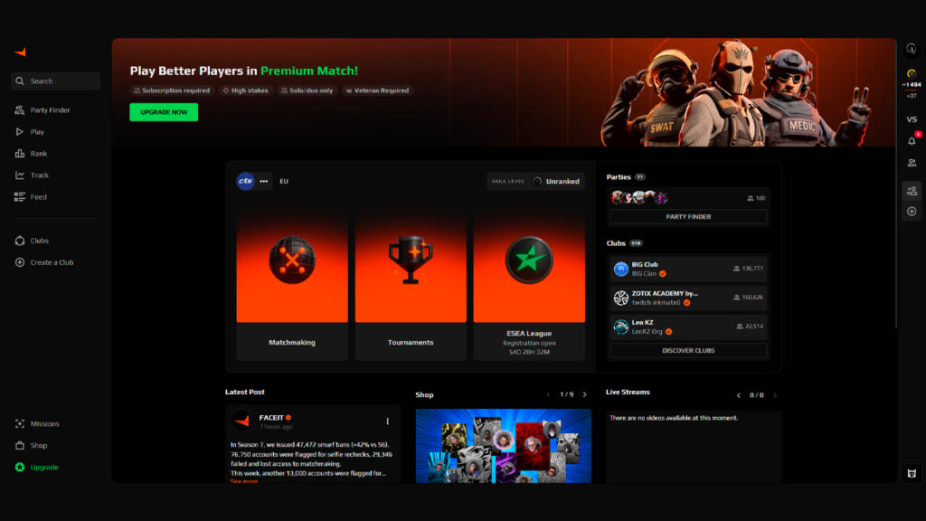 Ranks et niveaux FACEIT CS2 expliqués